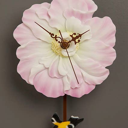 Ibis and Orchid Design - Wholesale Wall Clock - Rose Pendulum Clock