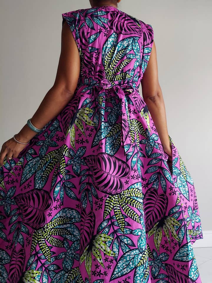 India Batik - Wholesale Dress - Women's - 1045- Women Long Printed Sleeveless Wrap Dress
