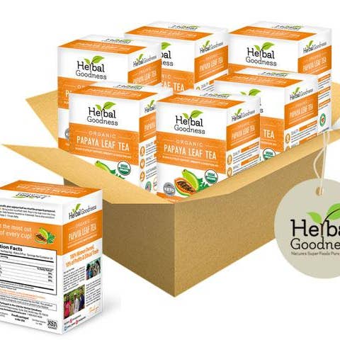 Herbal Goodness – Großhandel Gesundheits-/Entgiftungstee – Papayablatttee — Bio — 24/2 g Teebeutel — Blutplättchen, Verdauung und Immunität — Herbal Goodness