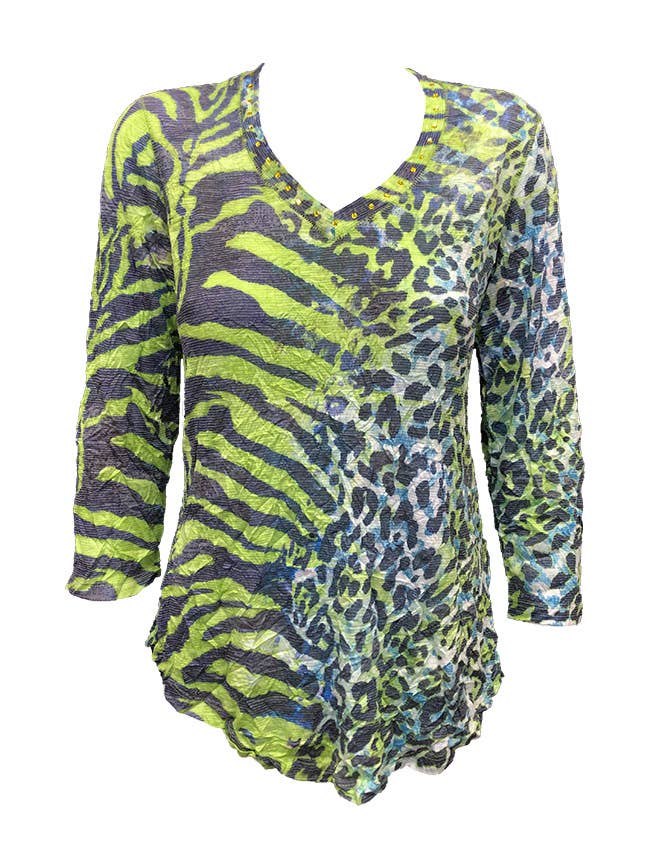 TOP CON SCOLLO A V CON MANICHE 3/4 - LIME 8512 per la vendita all'ingrosso da parte di David Cline