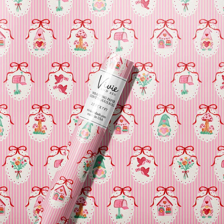 Valentine Nisse Cameo Stribet Gavepapir Rulle for engroshandel hos Vivie and Ash