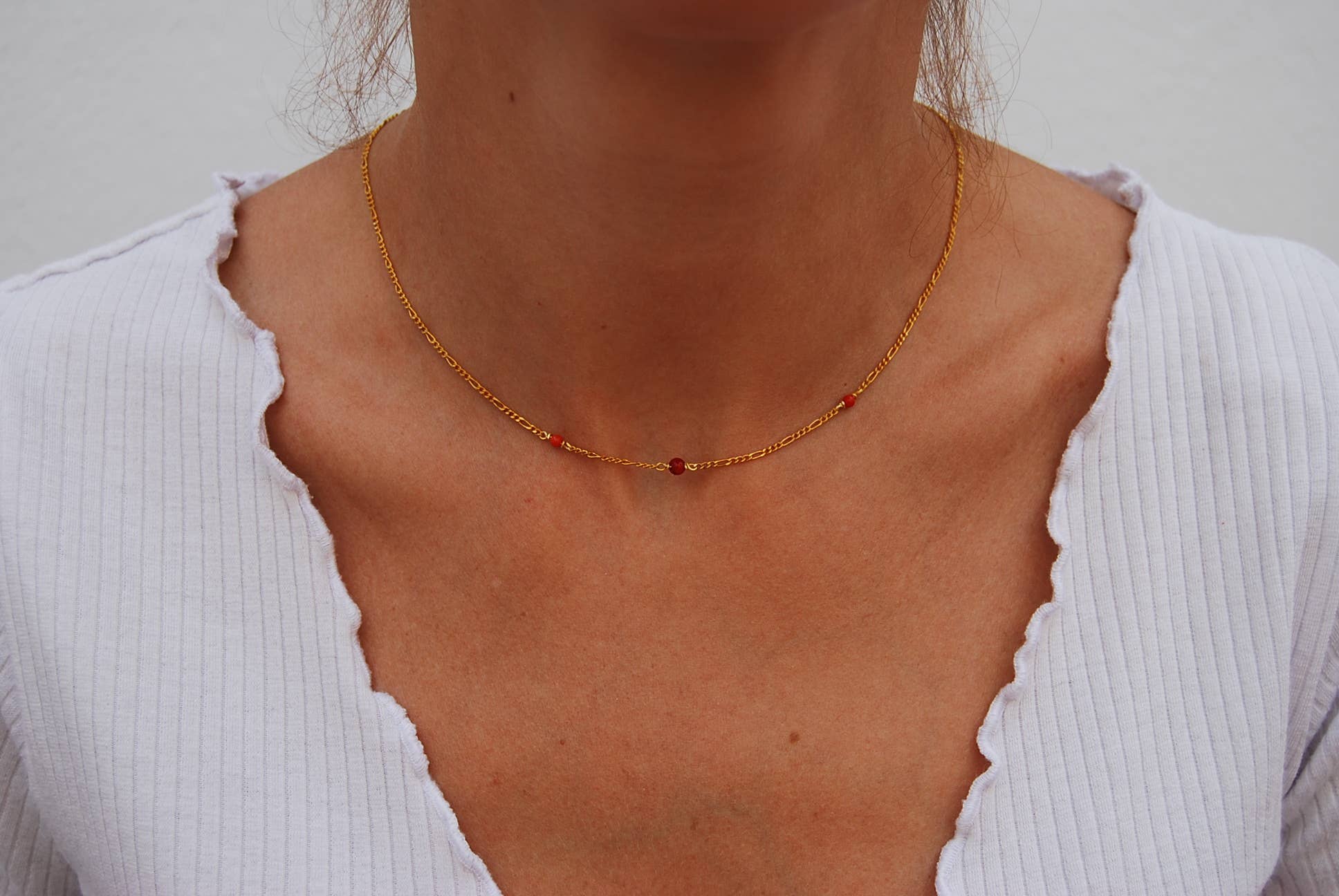 Yneda Jewels - Vendita all'ingrosso Collana con ciondolo/pendaglio - Collana in argento 925 con corallo rosso, pietra preziosa.1