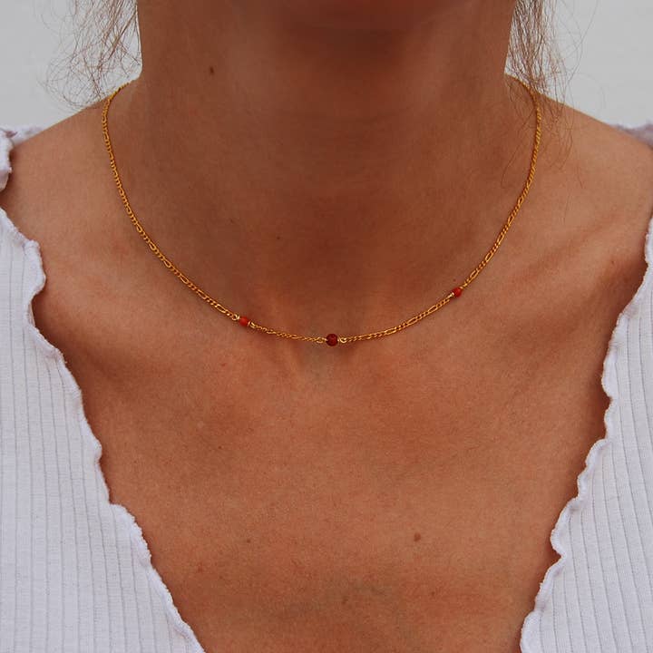 Yneda Jewels - Vendita all'ingrosso Collana con ciondolo/pendaglio - Collana in argento 925 con corallo rosso, pietra preziosa.1