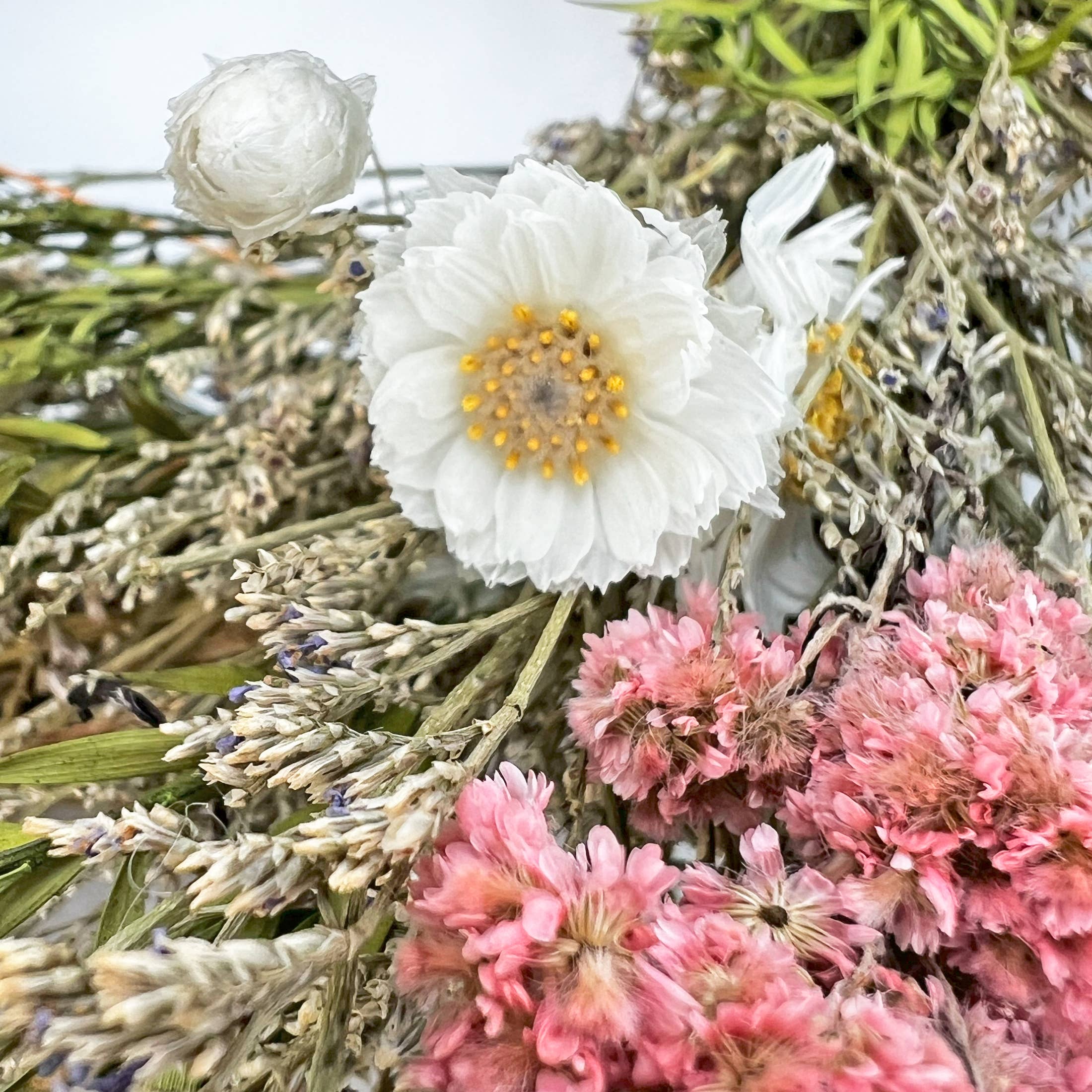 2626 Designs - Wholesale Wreath - Preserved Botanical Wreath – Natural Mixed Blooms1