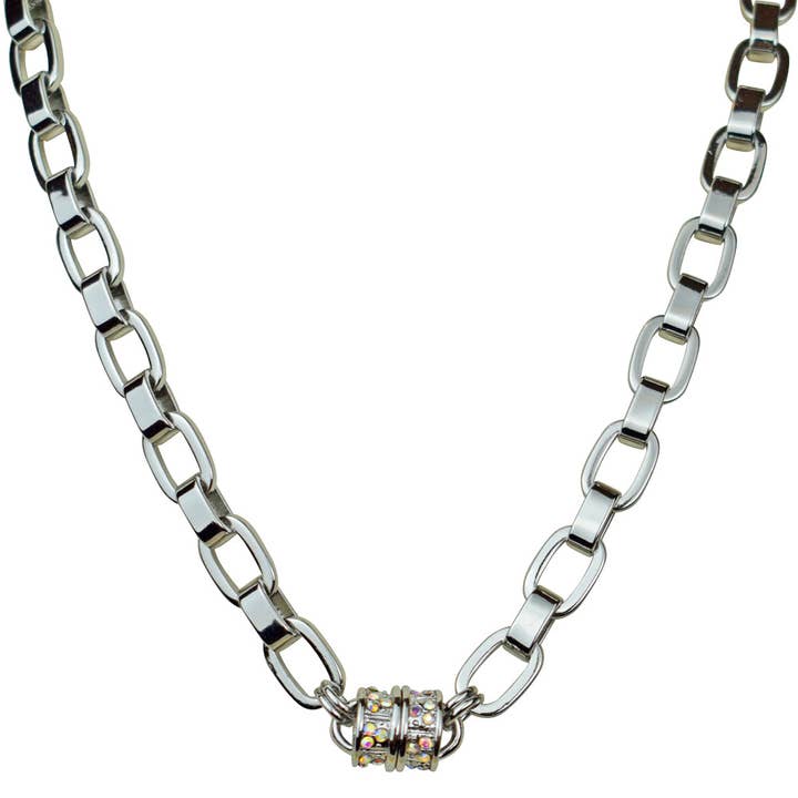 Poetry Chain Magnetic Interchangeable Necklace (Silvertone) for wholesale by Kirks Folly