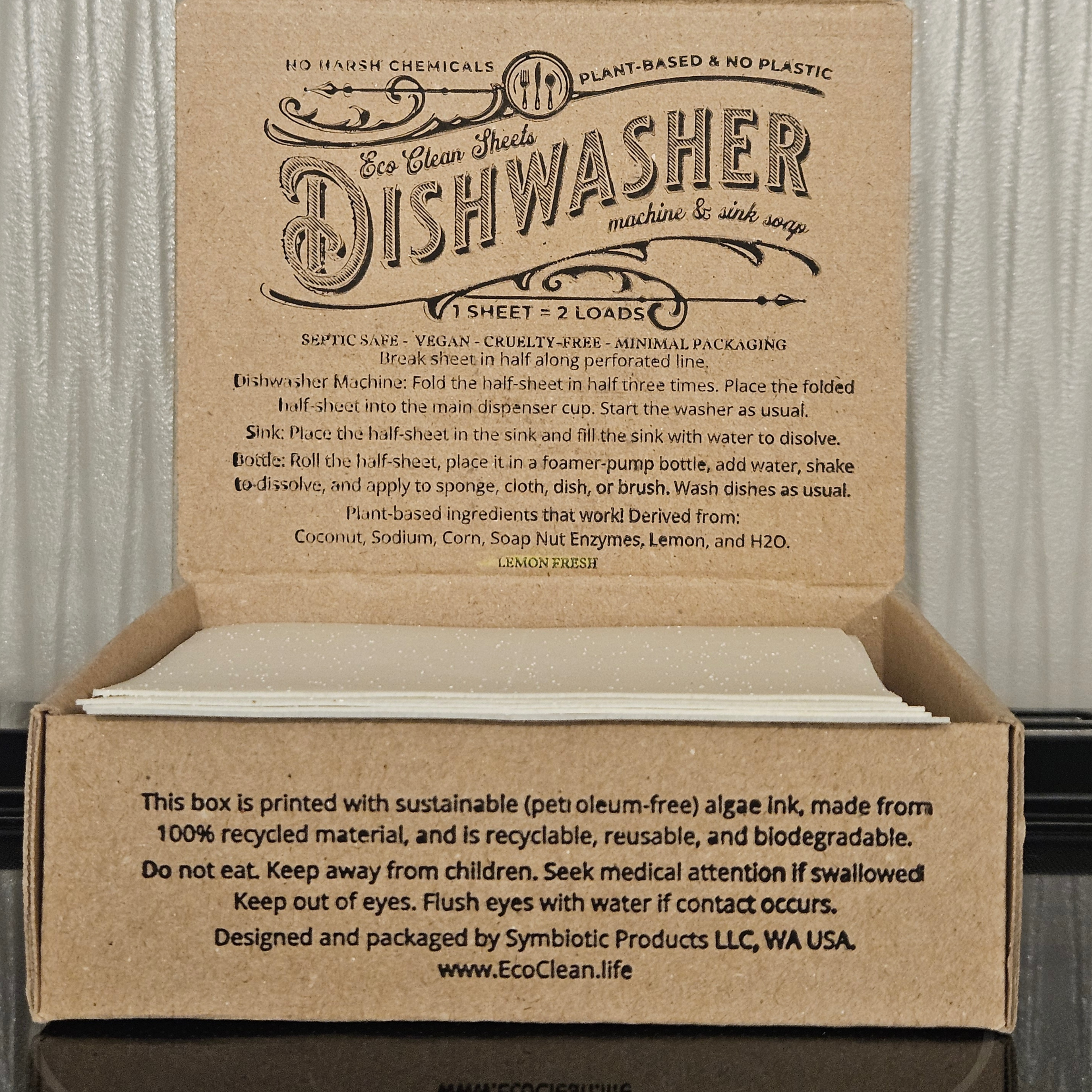 Symbiotic Products LLC - Wholesale Dishwasher Soap - Dishwasher Sheets | Retail or Bulk Display | 100 Loads14