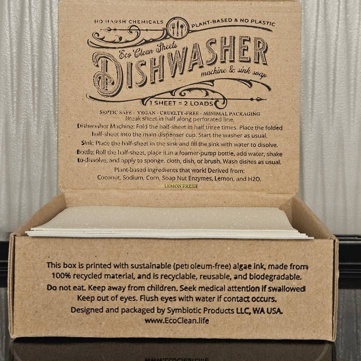 Symbiotic Products LLC - Wholesale Dishwasher Soap - Dishwasher Sheets | Retail or Bulk Display | 100 Loads14