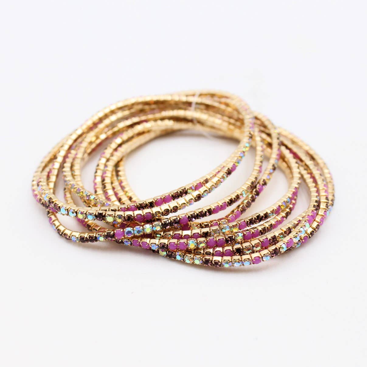 Reference Mode - Wholesale Jewelry Set - Set of 10 gold rhinestone bracelets9