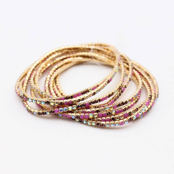 Reference Mode - Wholesale Jewelry Set - Set of 10 gold rhinestone bracelets9