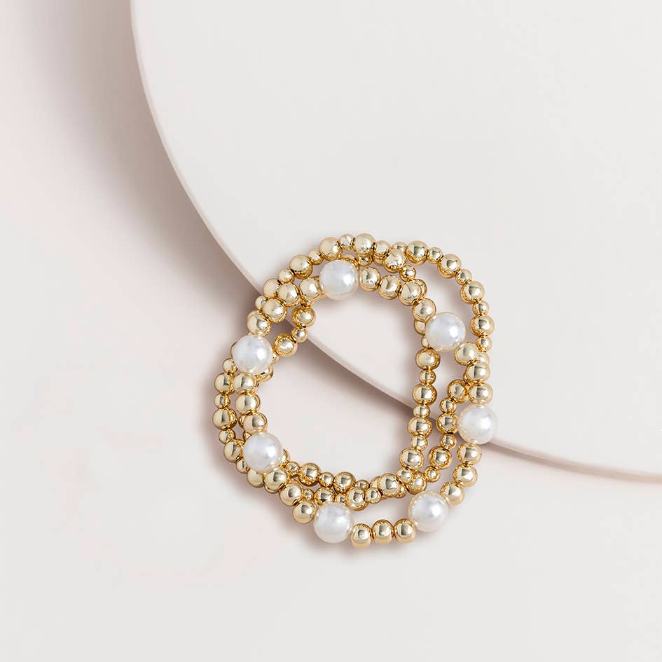 Super Amazing - Wholesale Beaded bracelet - 3 Piece Pearl Jumble Bracelet
0