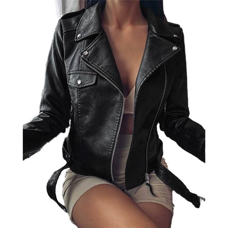 UZ Wholesale Store - Vendita all'ingrosso Giacca in pelle - Donna - Giacca motociclista in pelle aderente e corta6