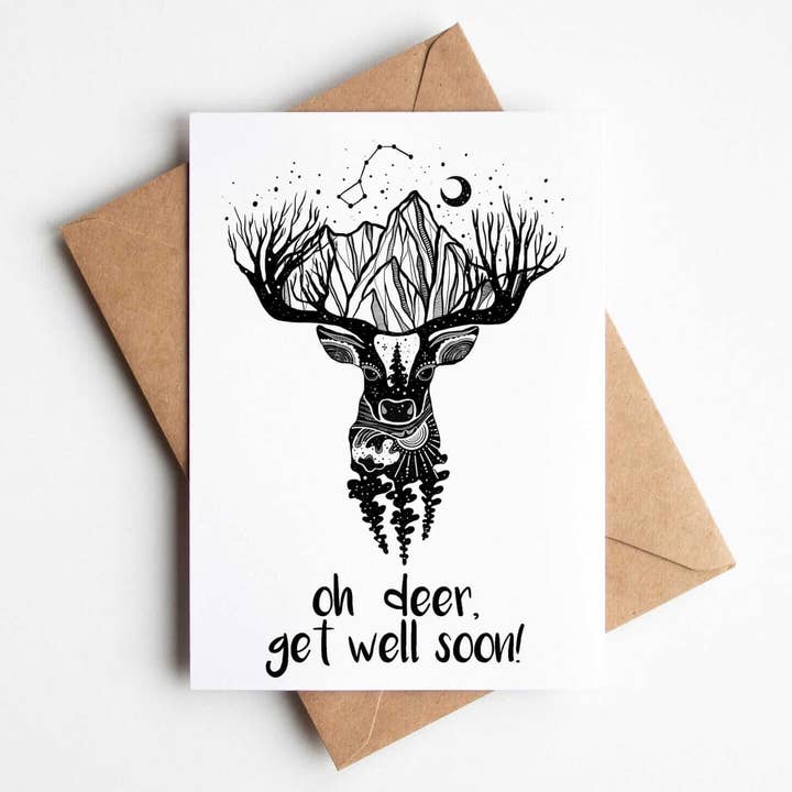 Oh Deer, Get Well Soon, Greeting Card for wholesale by Mountain Mornings