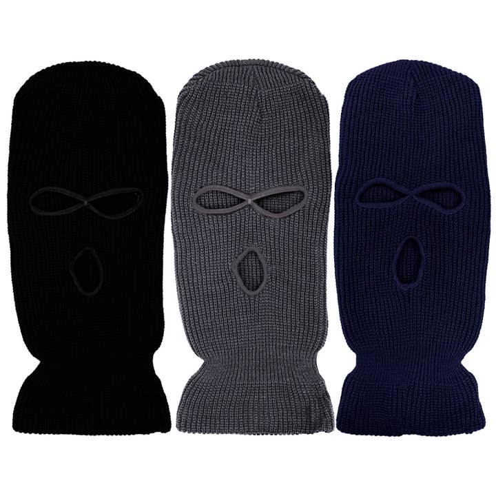 Cap Zone - Wholesale Balaclava - Unisex - Dark Neutrals Triple Hole Knitted Balaclava