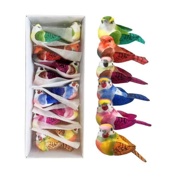 Jacobson - Wholesale Craft Supplies - 3.5"L Assorted Mushroom Birds - Rainbow