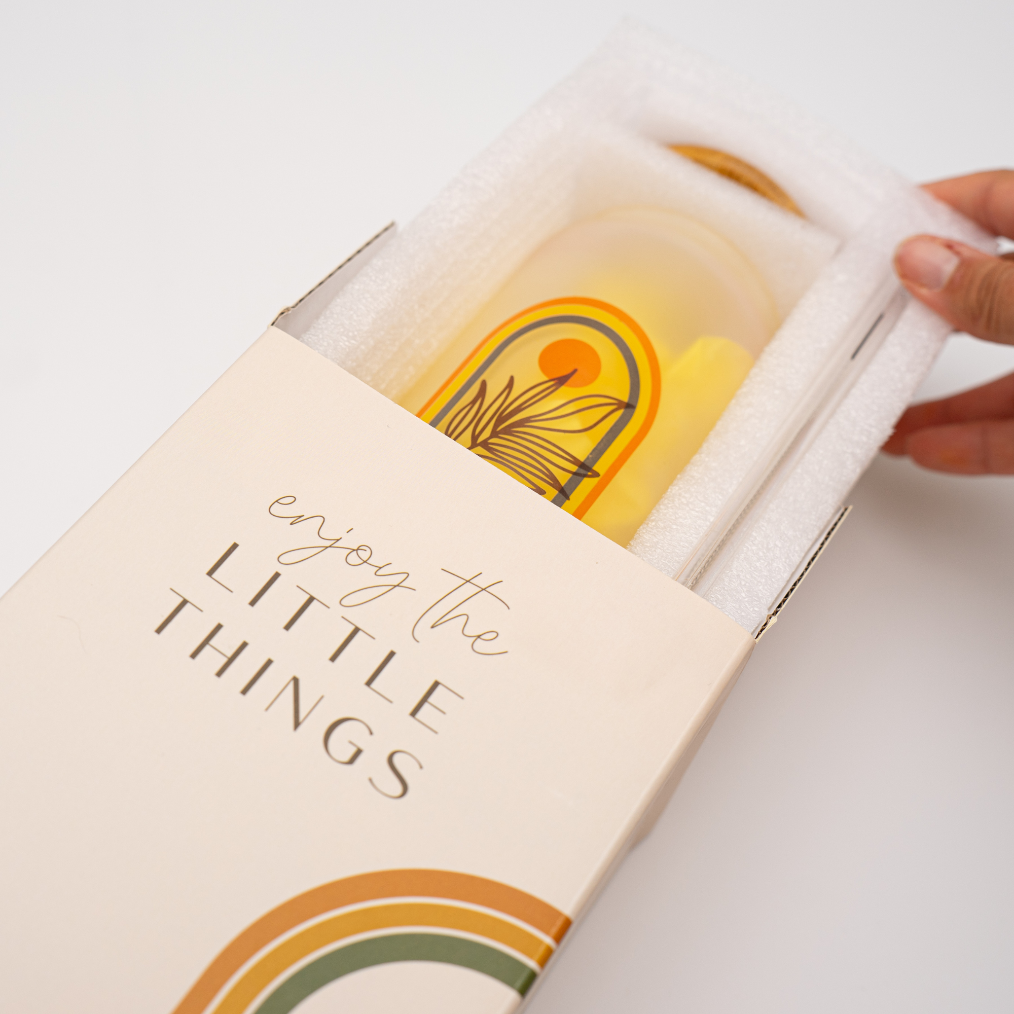 The Love Crate Co. - Wholesale Drinking Glass/Cup - Boho Gifts for Women - Cute Design Glass Cup with Lid and Straw, Customized Stopper and Insulated Koozie for Iced Coffee and Smoothies. Giftable Unique Tumbler Cups for Women6