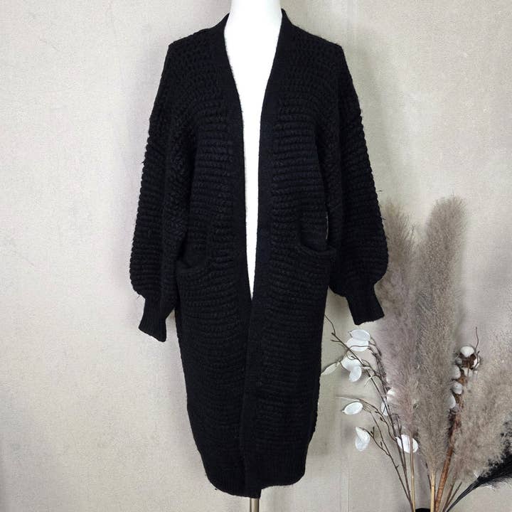 Tempest Designs - Wholesale Cardigan - Women's - Substantial chunky knit open cardi slight bell sleeve and pockets (M-XL)1