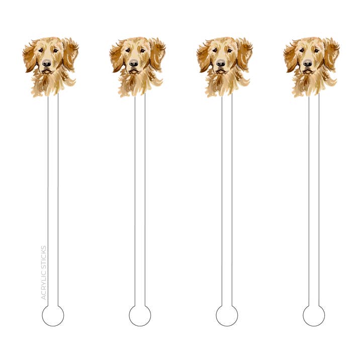 ACRYLIC STICKS, LLC - Wholesale Drink Stirrer - GOLDEN RETRIEVER PROFILE ACRYLIC STIR STICKS