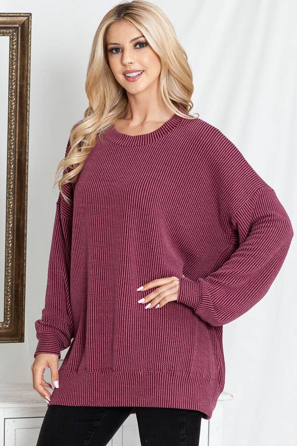 Burgundy Apparel - Wholesale Sweatshirt - Women's - WAVE RIB OVERSIZED SWEATSHIRT50