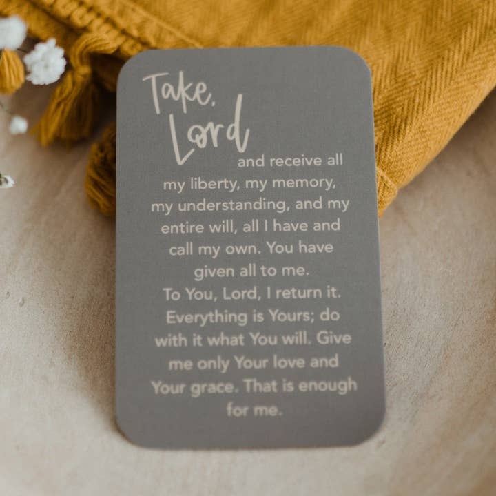 Suscipe Prayer Card for wholesale by Abundance of Grace