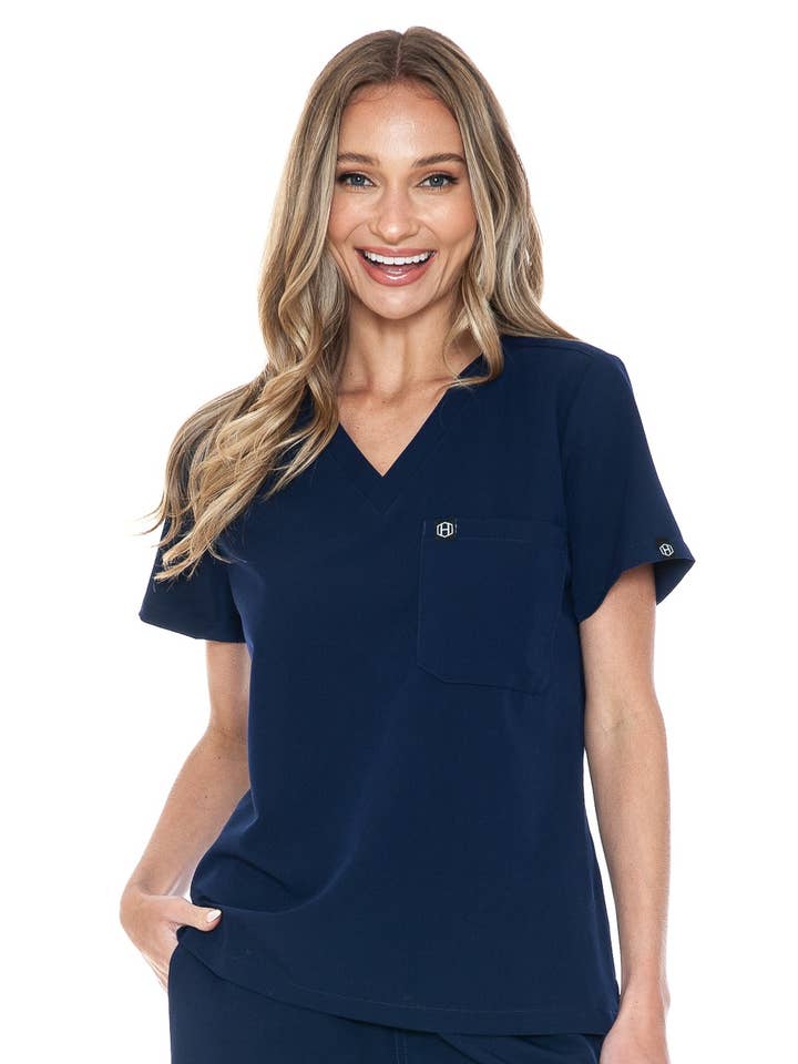 Navy - Women's Basic Scrub Top for wholesale by Humble
