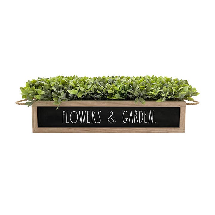 DesignStyles Home - Wholesale Artificial Plant - Rae Dunn “Flowers & Garden” Artificial Plants with Wooden Planter