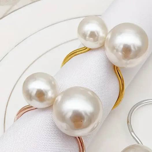 16 PCS Belles Serviettes Anneaux en Perles pour la vente par Huis Van Merken