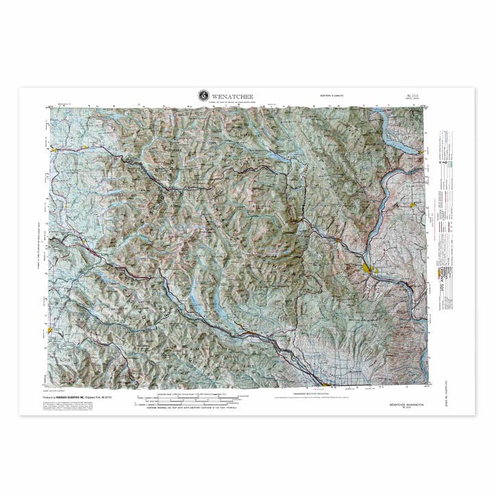 Wenatchee, WA Raised Relief Map by Hubbard for wholesale by Map Shop