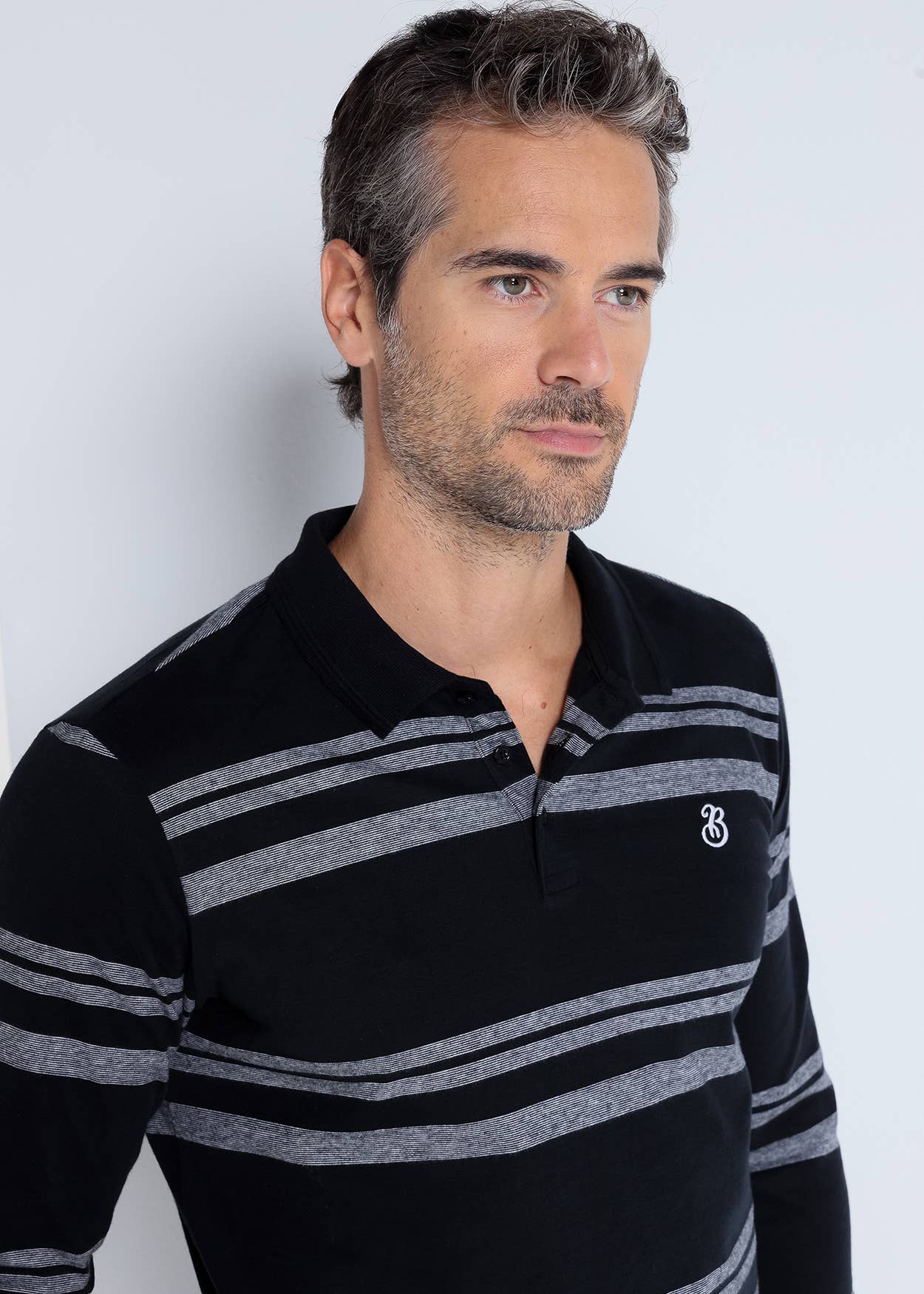 PAUSANT SHOP ONLINE - Vendita all'ingrosso Polo - Uomo - BENDORFF - Polo a righe a maniche lunghe con colletto in jacquard6