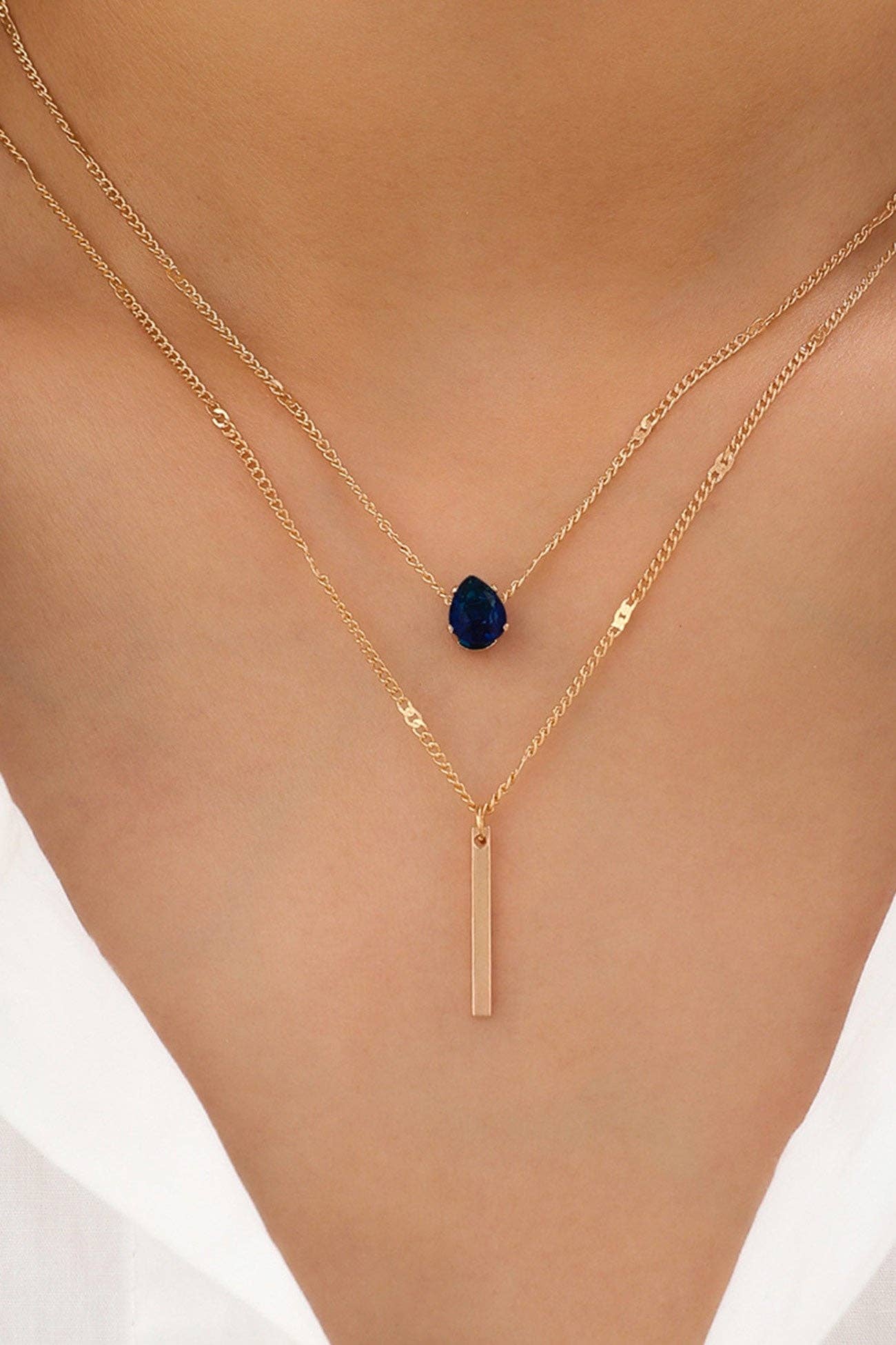 WoodWristCo - Wholesale Halskettinghanger - Gestapelde ketting met rhinestone kwastje en hanger5