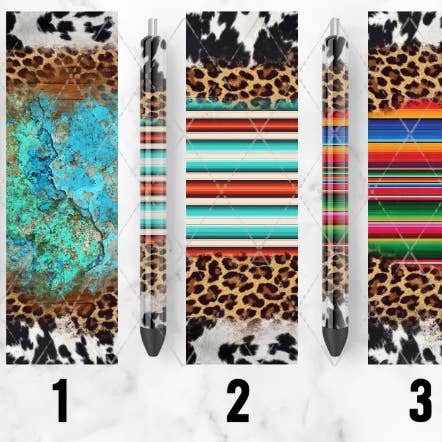 Leopard print serape epoxy pens for wholesale by Three B's Boutique