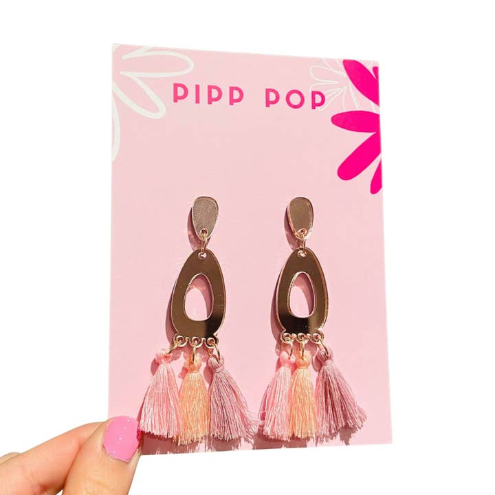 Remi Tassel Dangles - Rose Gold Mirror for wholesale by Pipp Pop