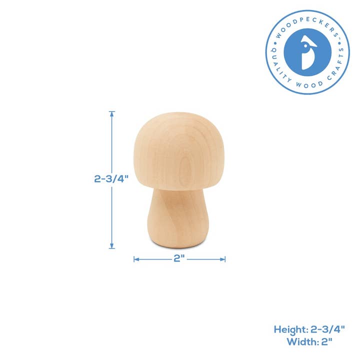 Woodpeckers Crafts - Wholesale Craft Supplies - Unfinished Mushroom, 2¾”