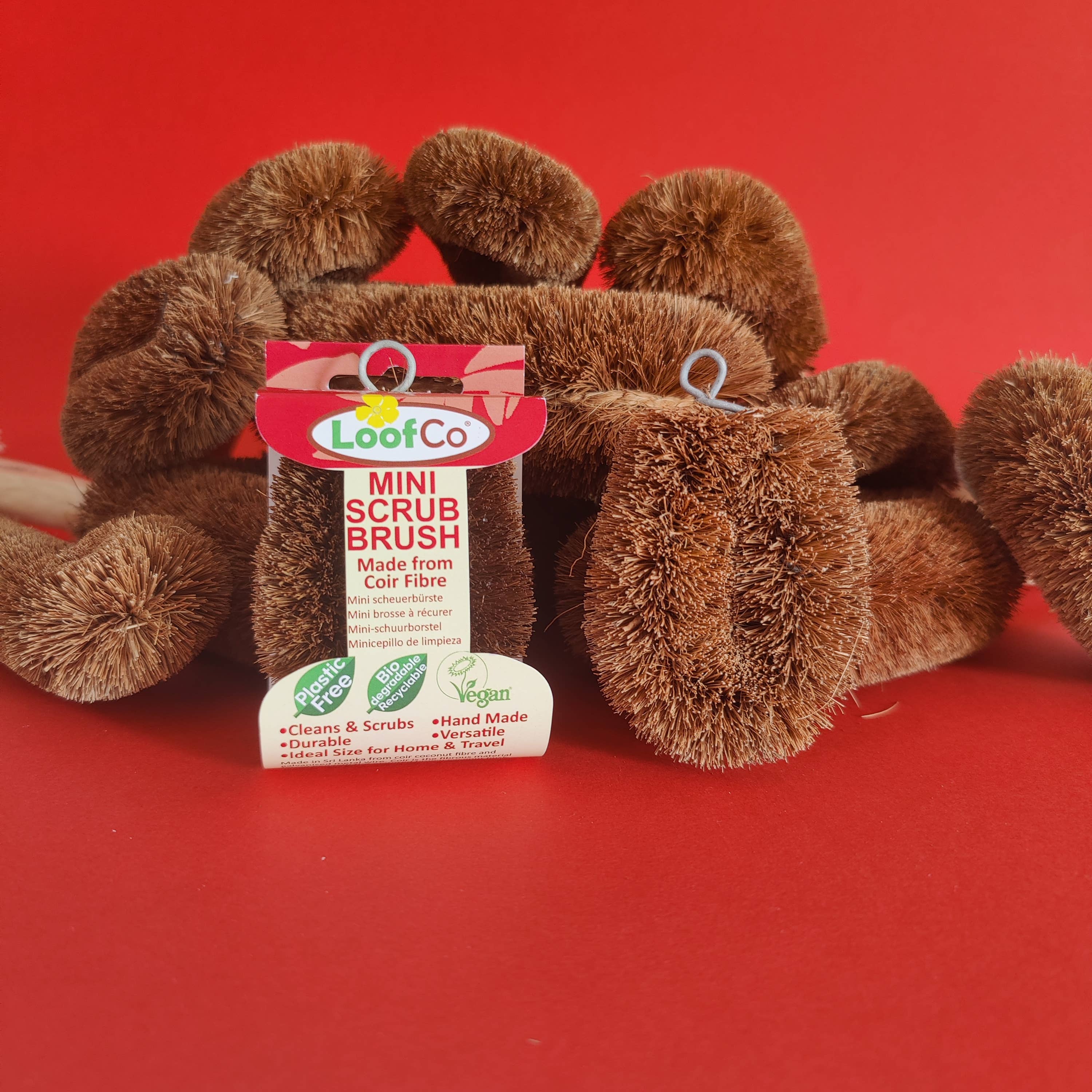 LoofCo - Loofahs & Coconut Brushes - Venta al por mayor Cepillos de limpieza - Cepillo pequeño para fregar de fibra natural de cáscara de coco4