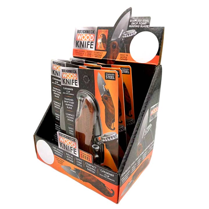 Novelty Brands - Wholesale Pocket Knife/Holder - Roughneck Wooden Pocket Knife - 6/Display4