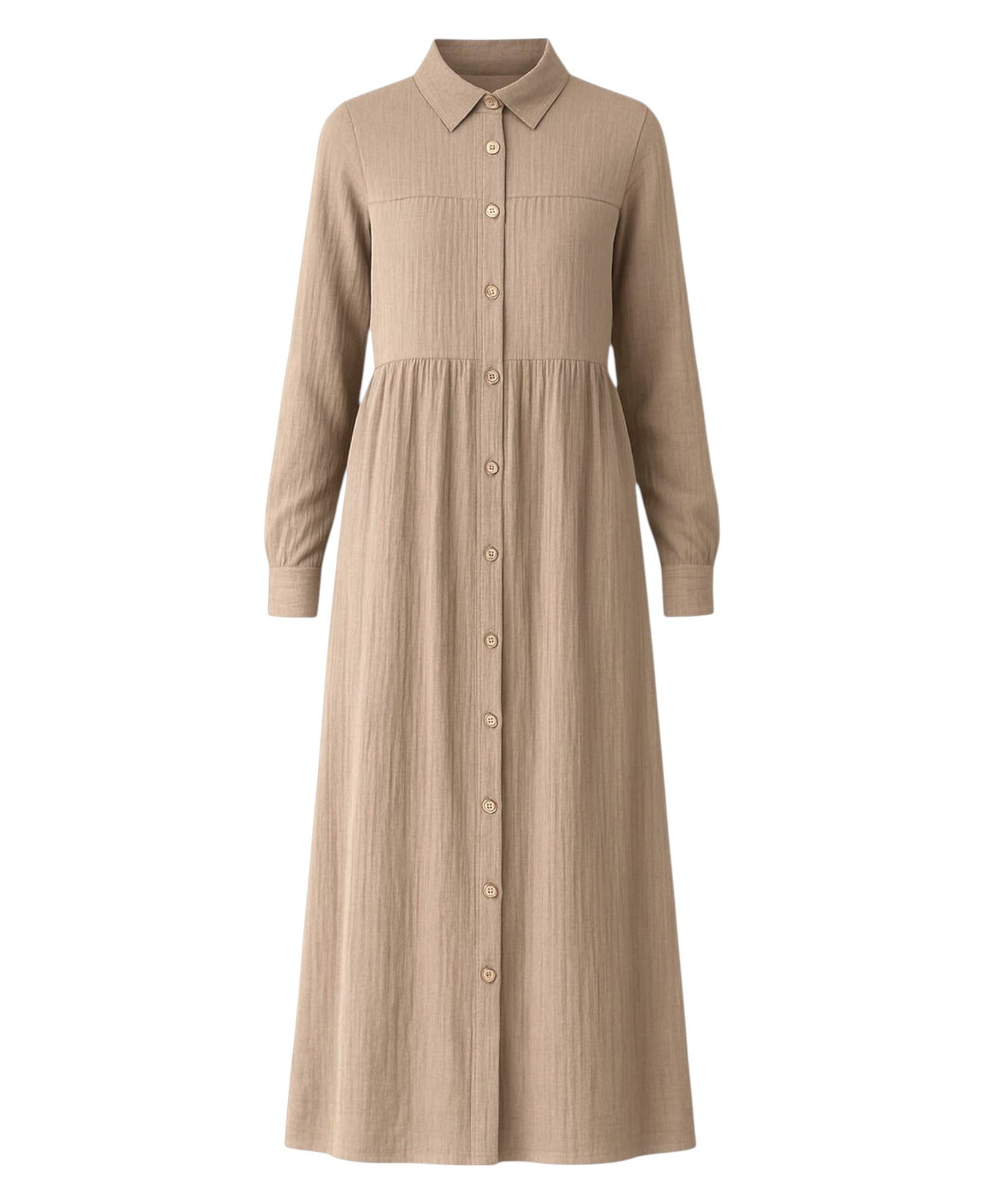 WENOR - Vente Robe – femme - Robe d'été longue en mousseline 100 % coton avec patte de boutonnage, 145 cm9