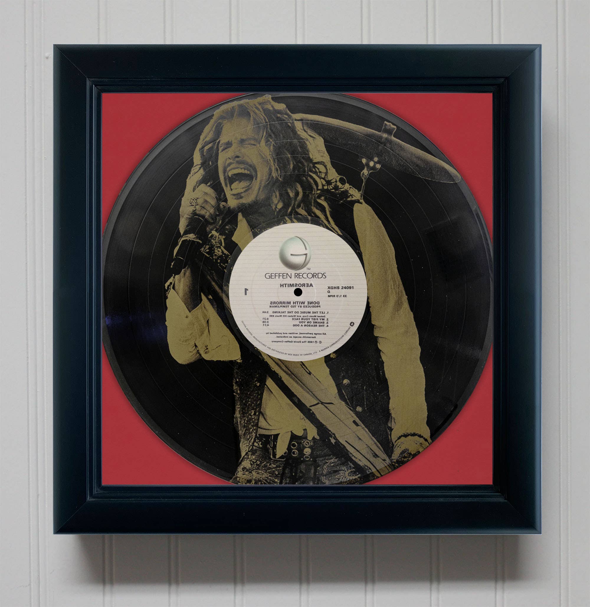 Gold Record Outlet - Wholesale Wall Accent - Aerosmith Framed Black Vinyl Etched LP Shadowbox0