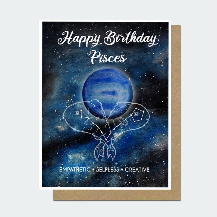 Carte d'anniversaire Astrologie Poissons pour la vente par Motif's Art Studio
