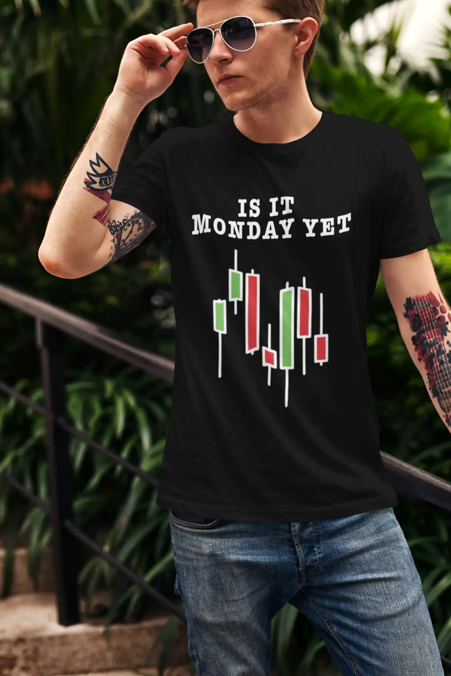 ULTRABASIC - Wholesale Screen Printed T-Shirt - Men's - Men’s Graphic T-Shirt Is It Monday Yet Stock Market Traders Aqua Gift Idea14