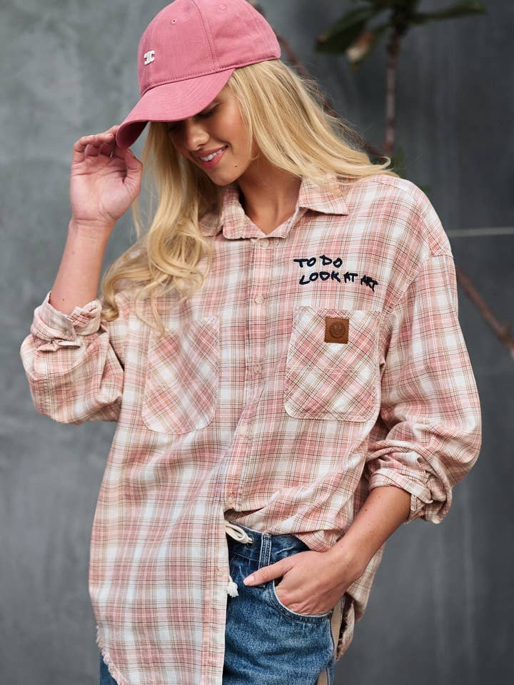 Urban Daizy - Wholesale Button Down Shirt - Women's - "TO DO LOOK AT ART" Embroidered Boho Top2