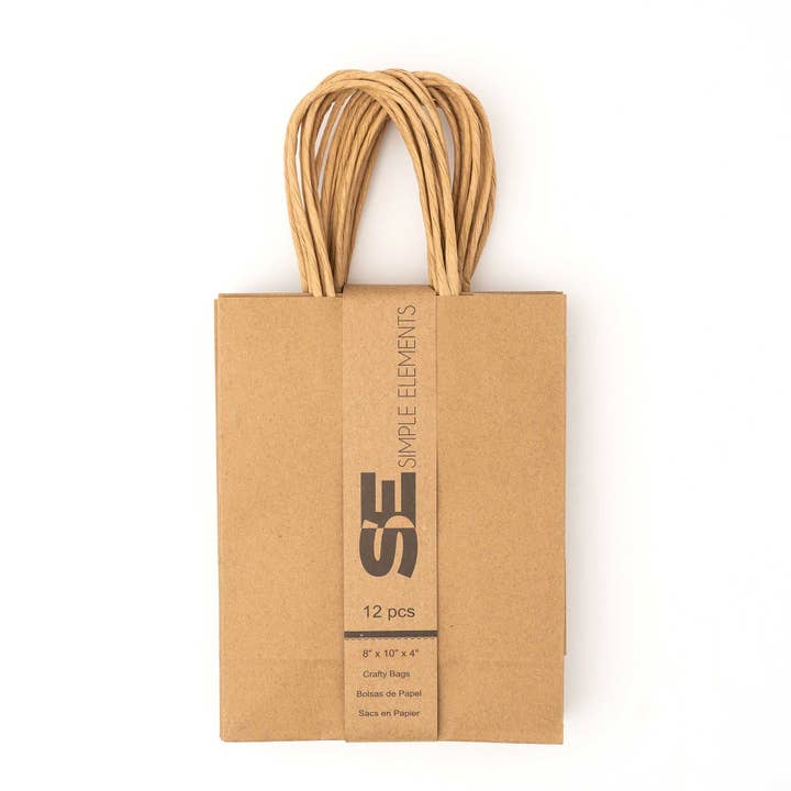 Large Paper Gift Bags 10" 12pc/pack - Natural for wholesale by Portofino International Trading, USA