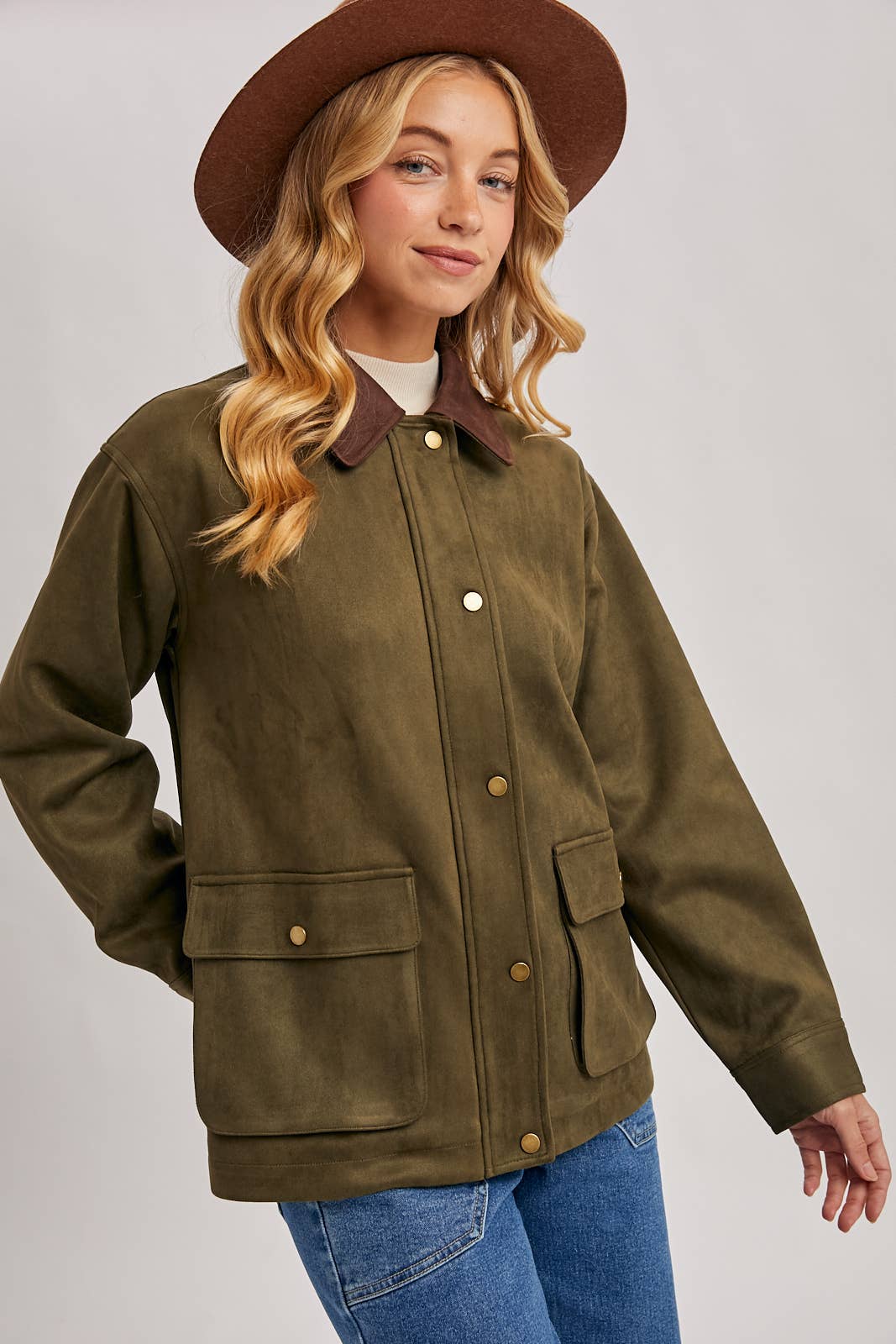 Bluivy - Wholesale Jacket - Women's - BUTTON DOWN FAUX SUEDE BARBOUR JACKET15