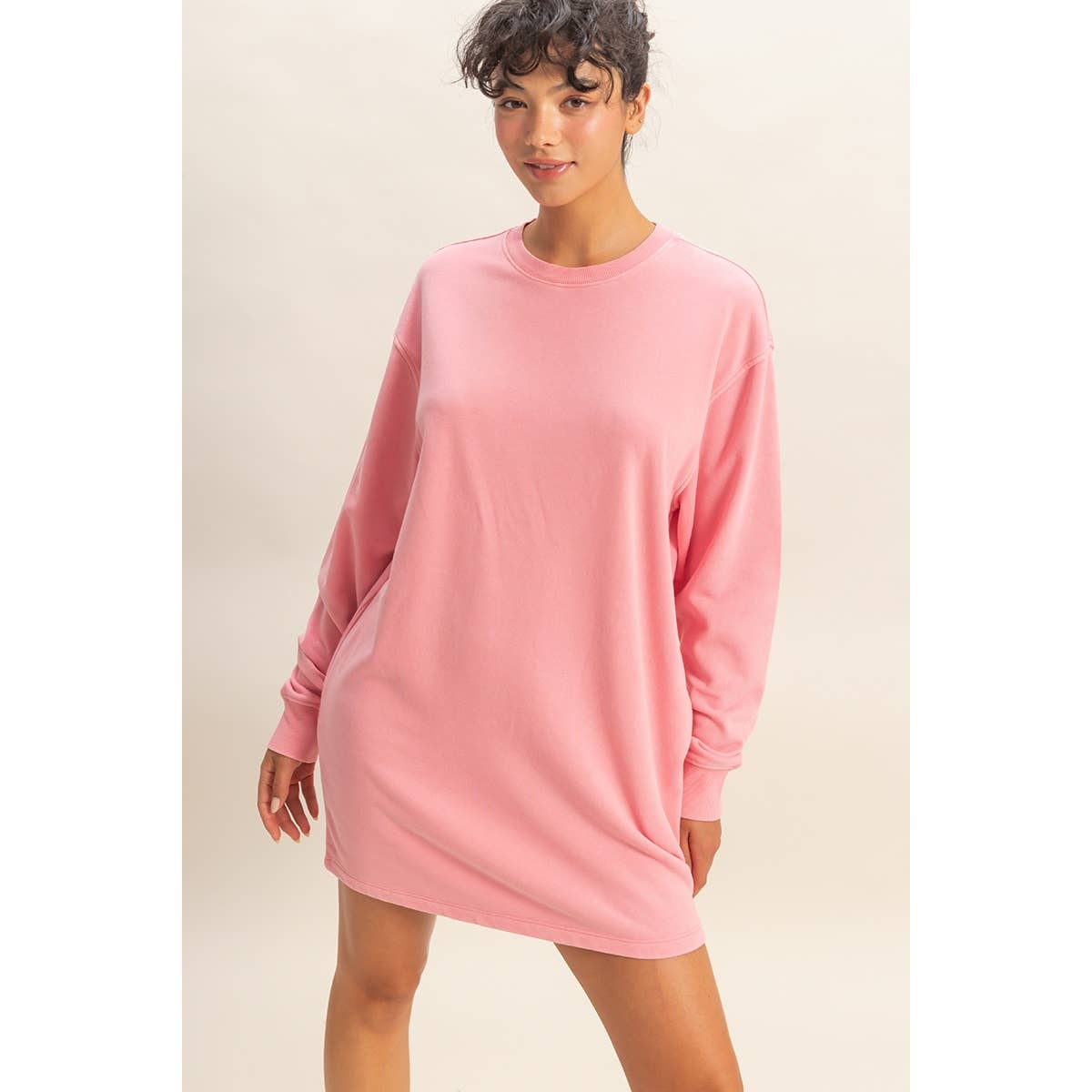 Double Zero - Venta al por mayor Vestido - Mujer - Vestido sudadera mini de gran tamaño lavado mineral40