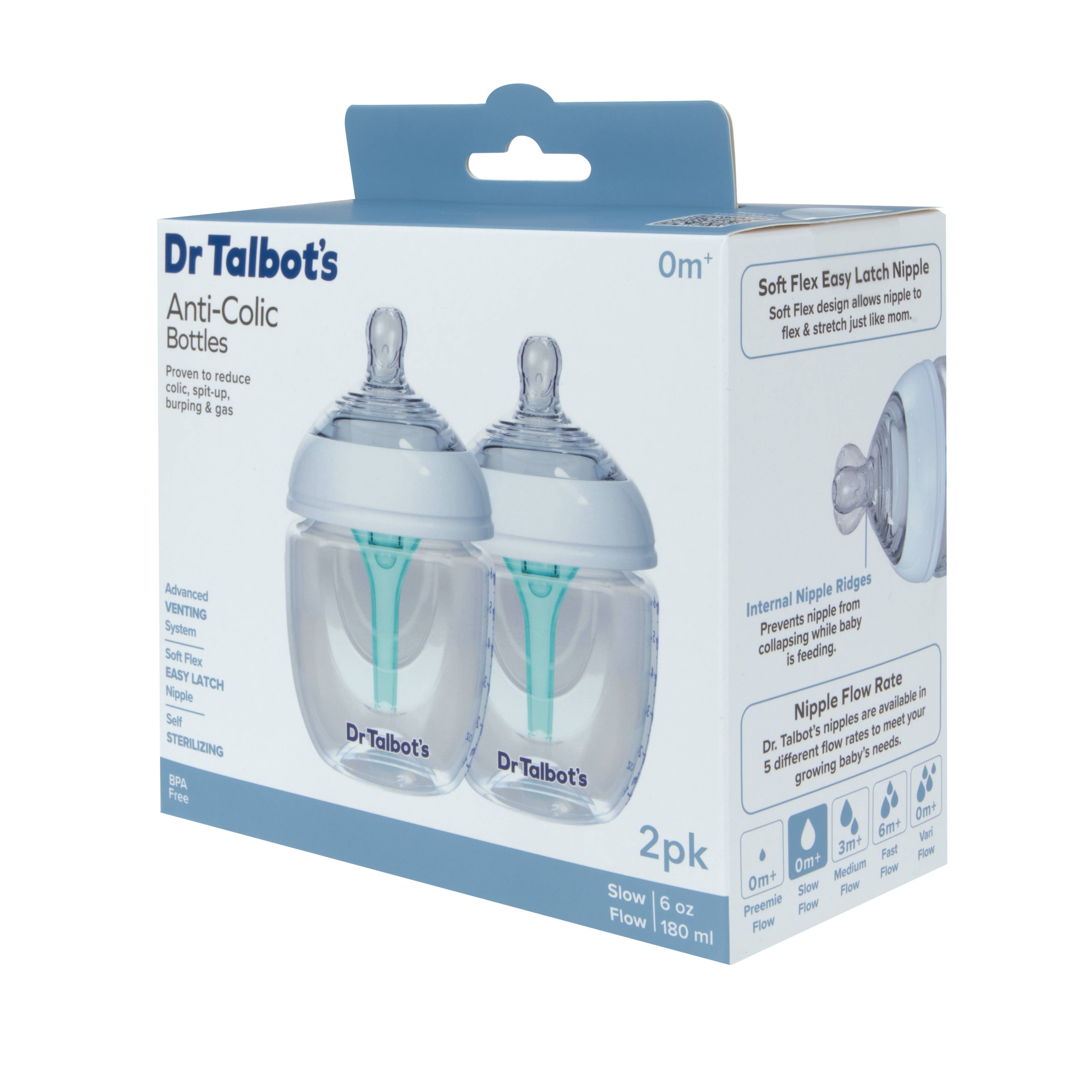 Dr. Talbot's - Wholesale Baby Bottle - Dr. Talbot's 2 Pack Anti-Colic Bottles, 6 oz or 9 oz16