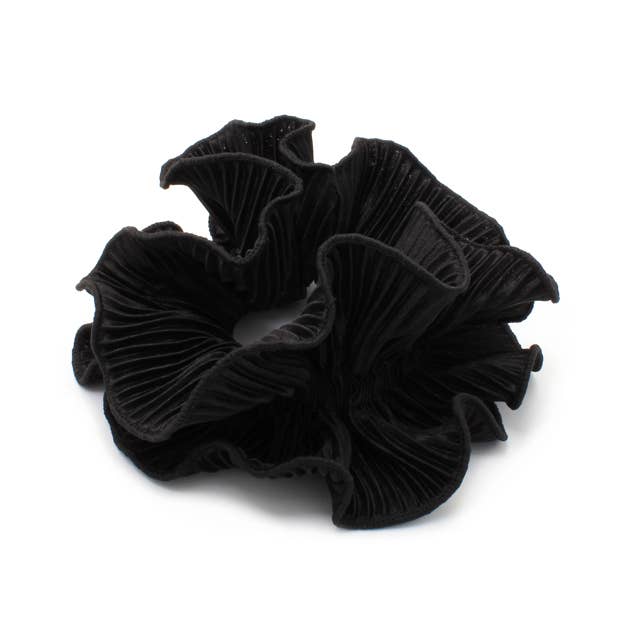 Inca UK – wholesale Scrunchie - Dam – Extra stor - Dubbel lager svart ribbad scrunchie. Dia. 15 cm3
