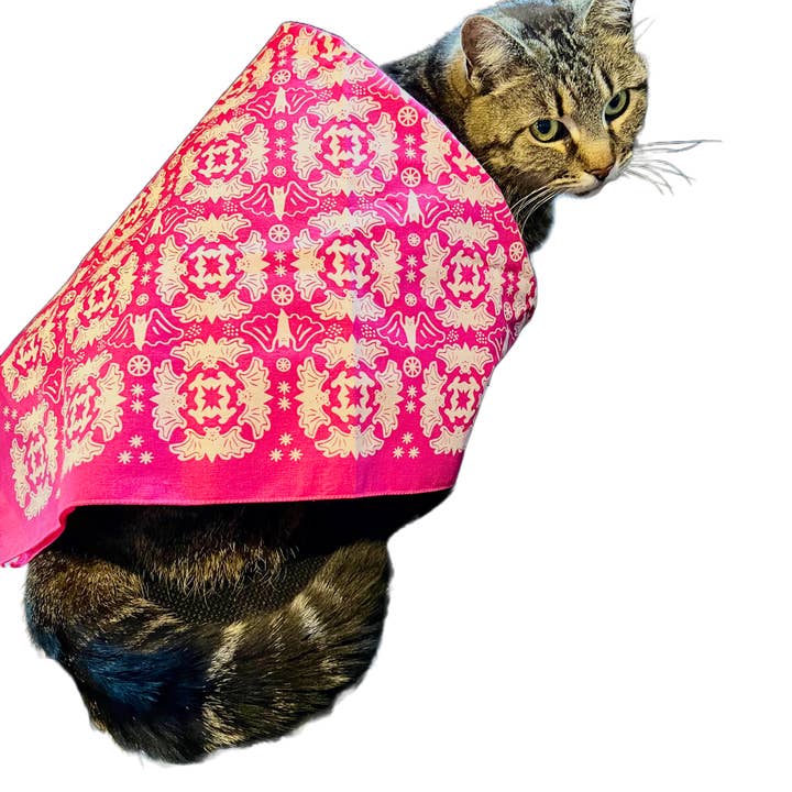 Morning Paper dot Design - Wholesale Bandana - Unisex - Bat Design on Hot Pink Cotton Bandana3