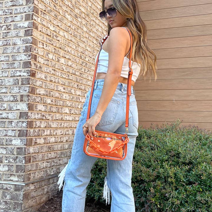 Jen & Co. - Wholesale Crossbody Bag - Women's - M2226CR Jessica Clear Crossbody w/ Chain