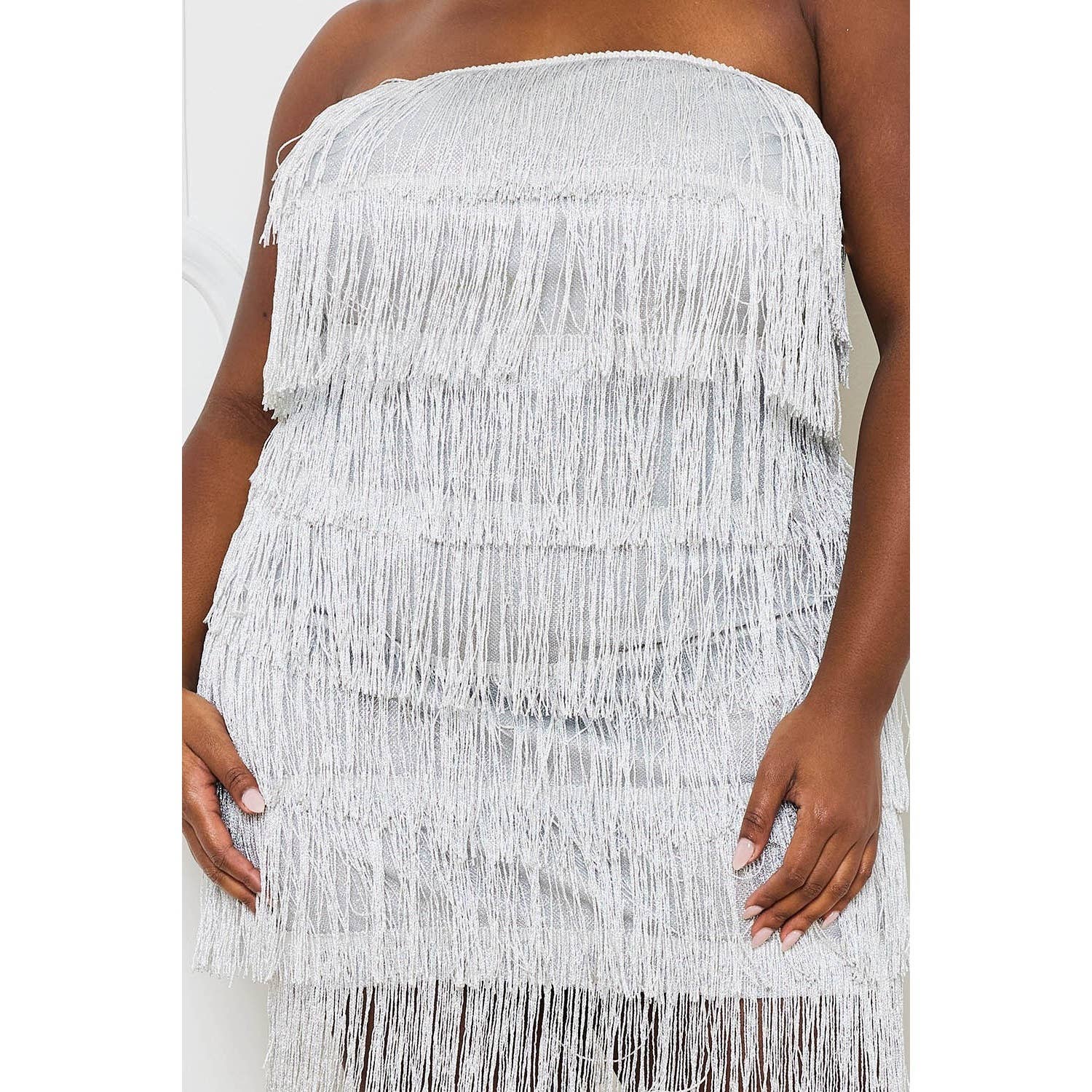 DORCAS - Wholesale Dress - Women's - LAYERED FRINGE PLUS SIZE MINI DRESS11