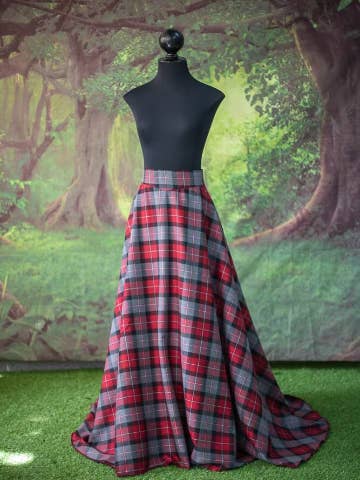 Jupe en tartan rouge avec motif gris foncé inspiré de l'Outlander historique pour la vente par Costurero Real