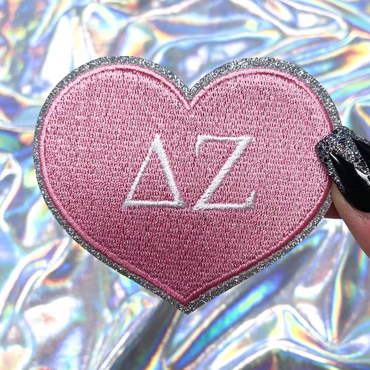 Delta Zeta Heart Sorority Embroidered Patch for wholesale by The Crafty Engineer