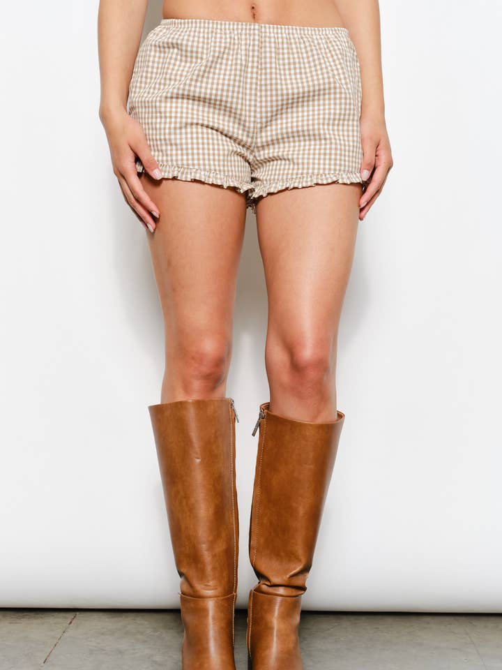 Pretty Garbage - Wholesale Shorts - Women's - GINGHAM FRILL MICRO SHORTS